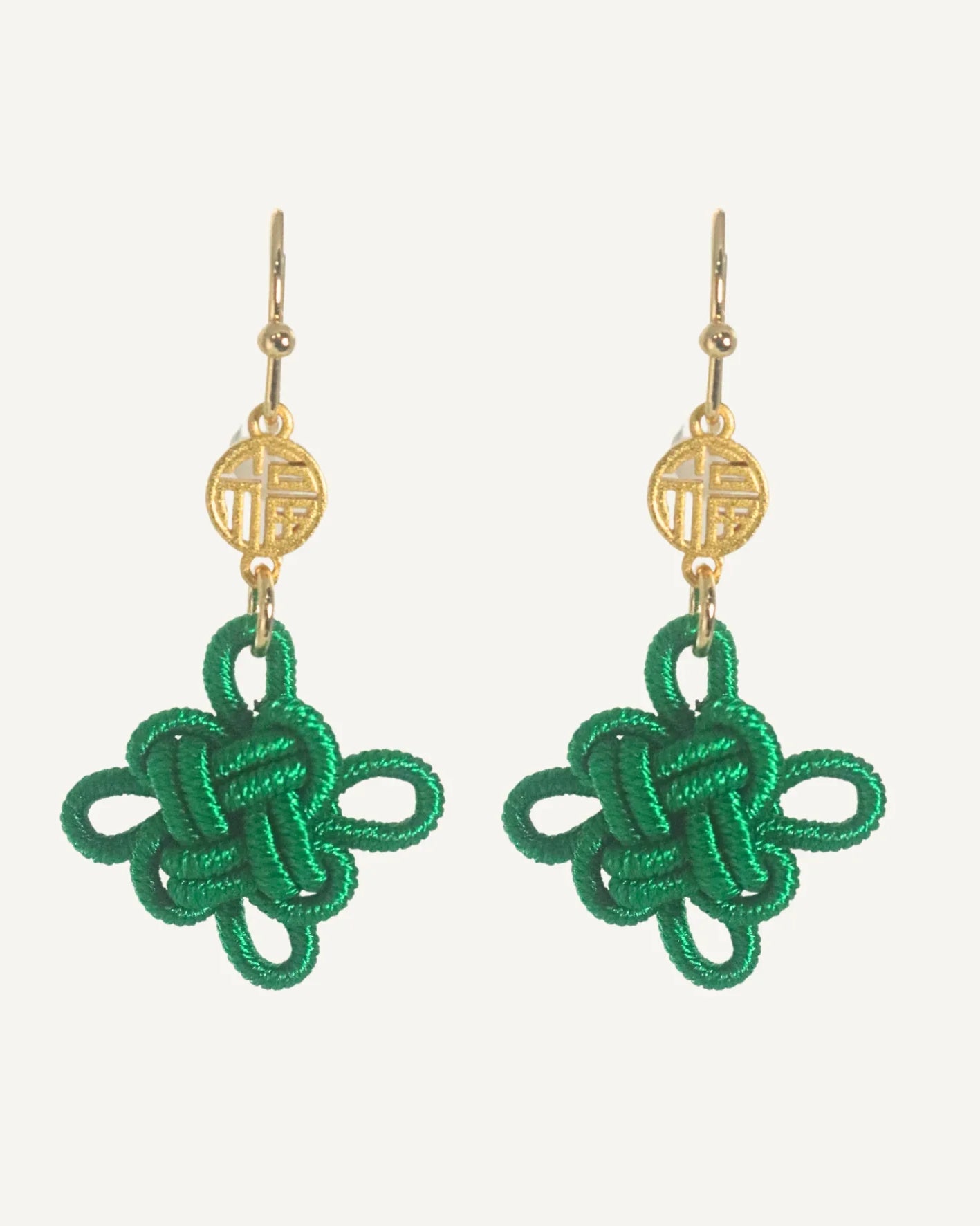 THE ANTECEDANT STORE | E - Blessings Auspicious Knot Earrings S2 (Emerald Green)