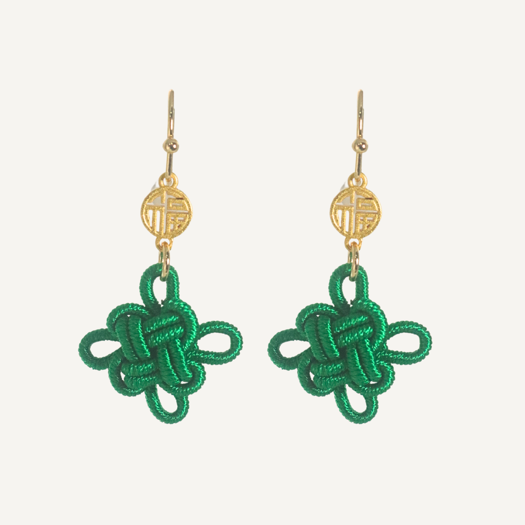 THE ANTECEDANT STORE | E - Blessings Auspicious Knot Earrings S2 (Emerald Green)