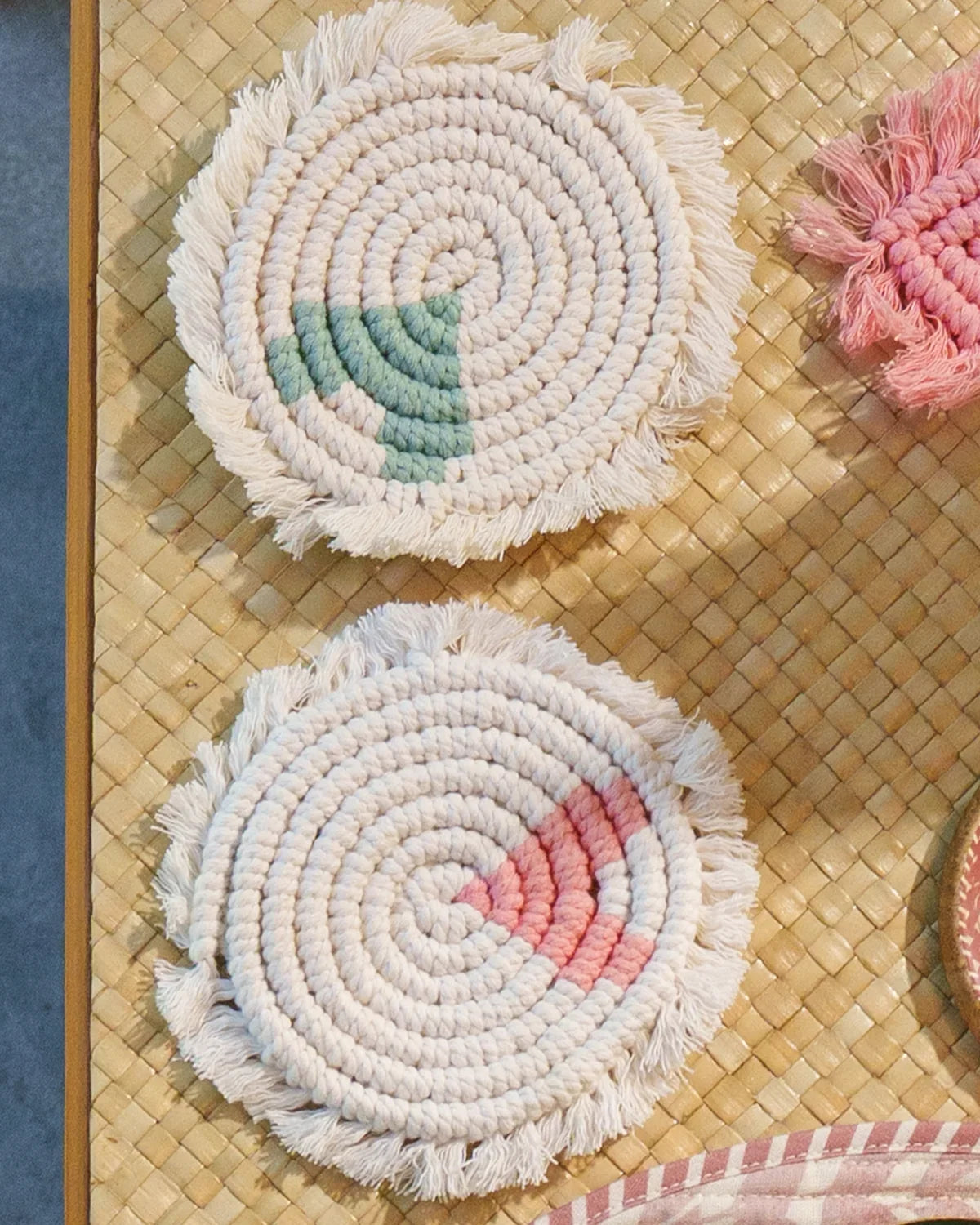 MEJA MAISON DE BALI | The Amour Macrame Coaster by Meja - Rose Tan