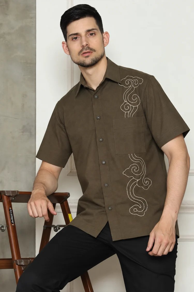 KANZI COLLECTION | Mens Batik Embrodered Shirt