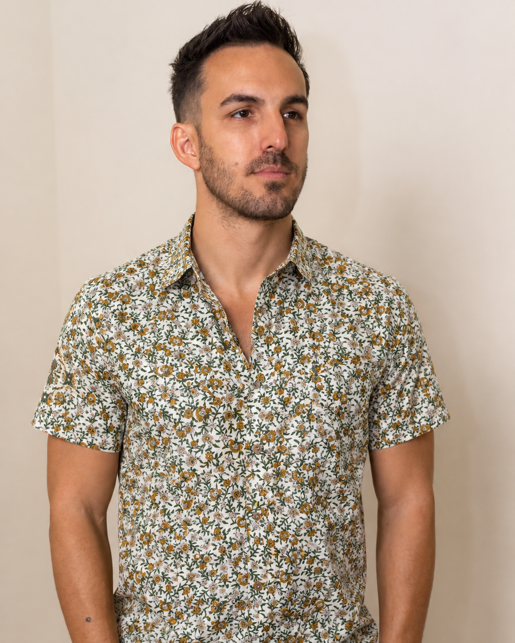 DUXTON | Regular Fit Button Up Shirt | Floral Meadow | White