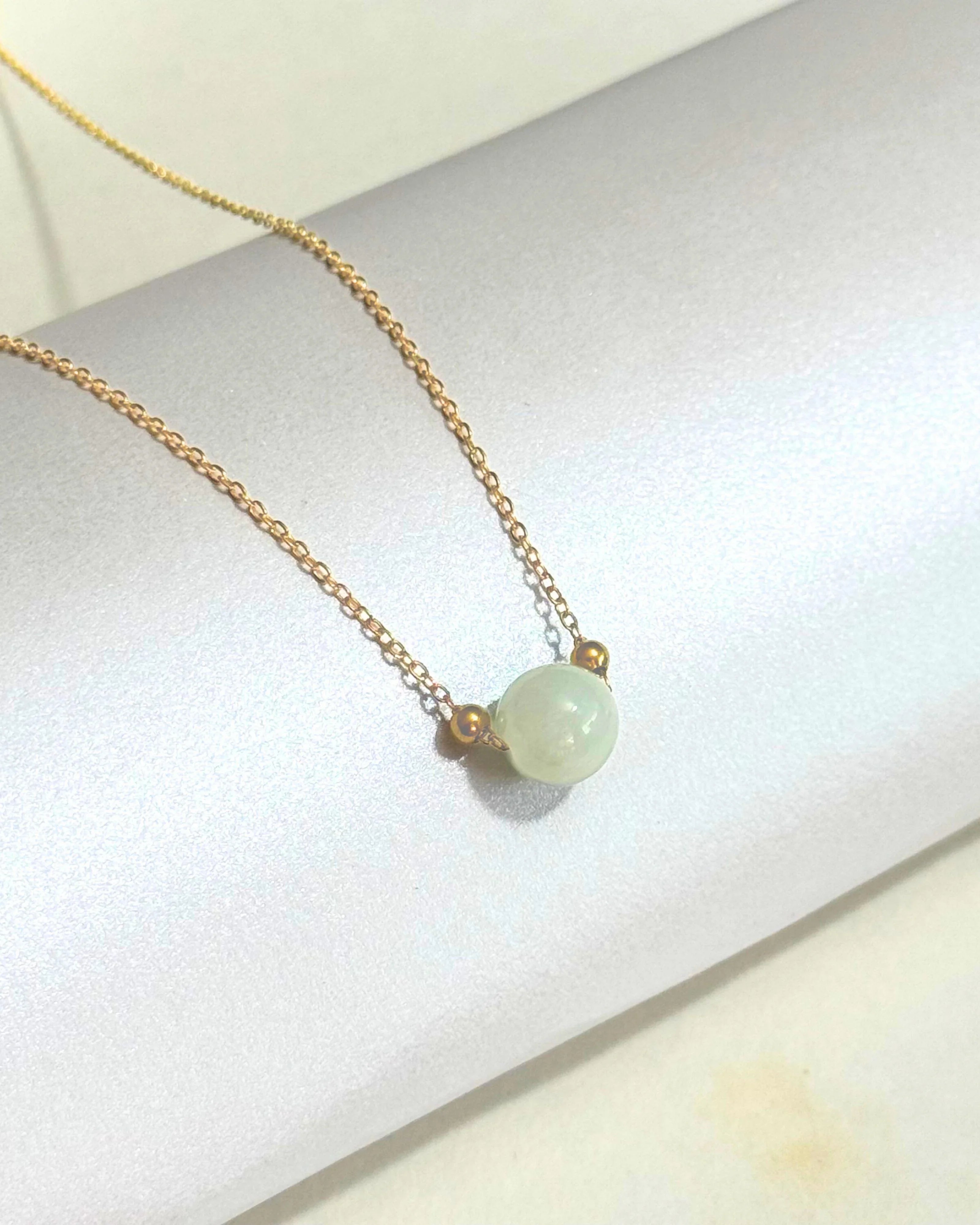 THE ANTECEDENT STORE | N - Minimalist Burmese Jade Bead Necklace (White)