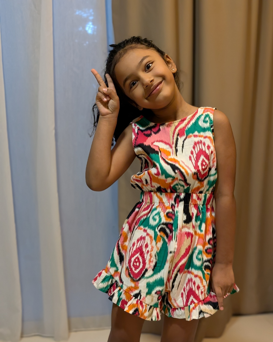 NIMBU | Moana White Rainbow Girls Playsuit in Cotton