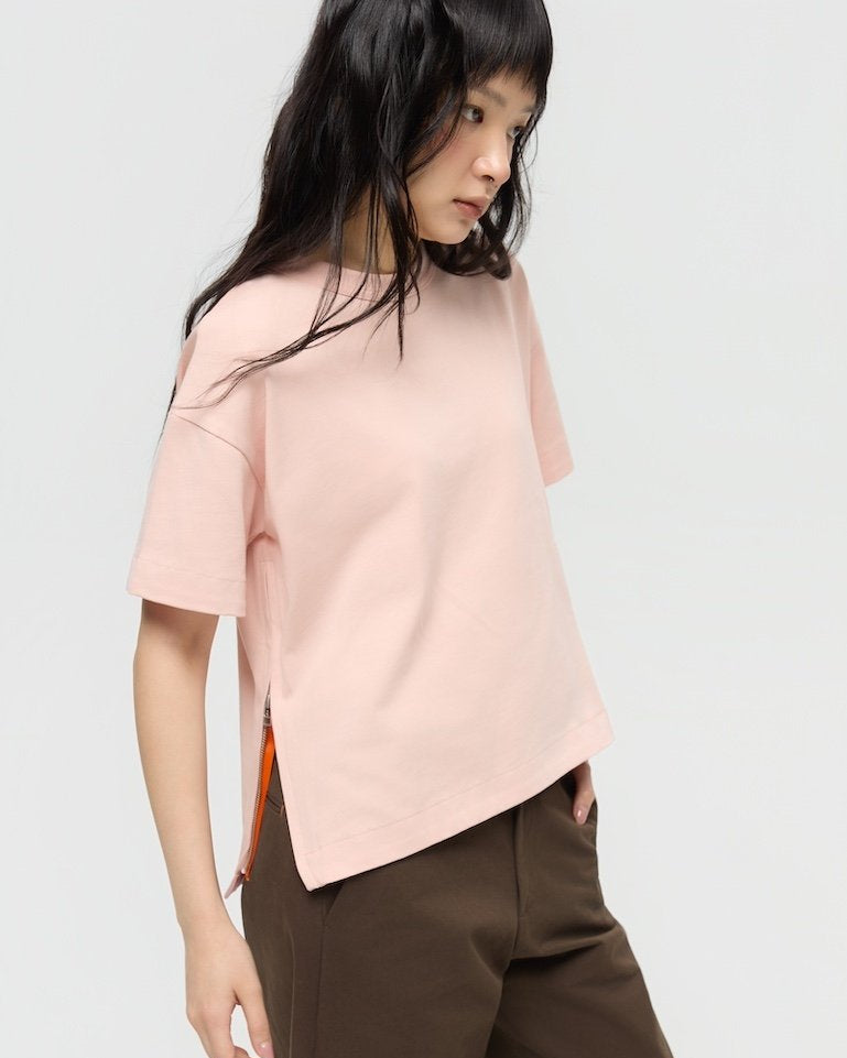 3EIGHTH | SOKKO Zip Tee in Blush Pink