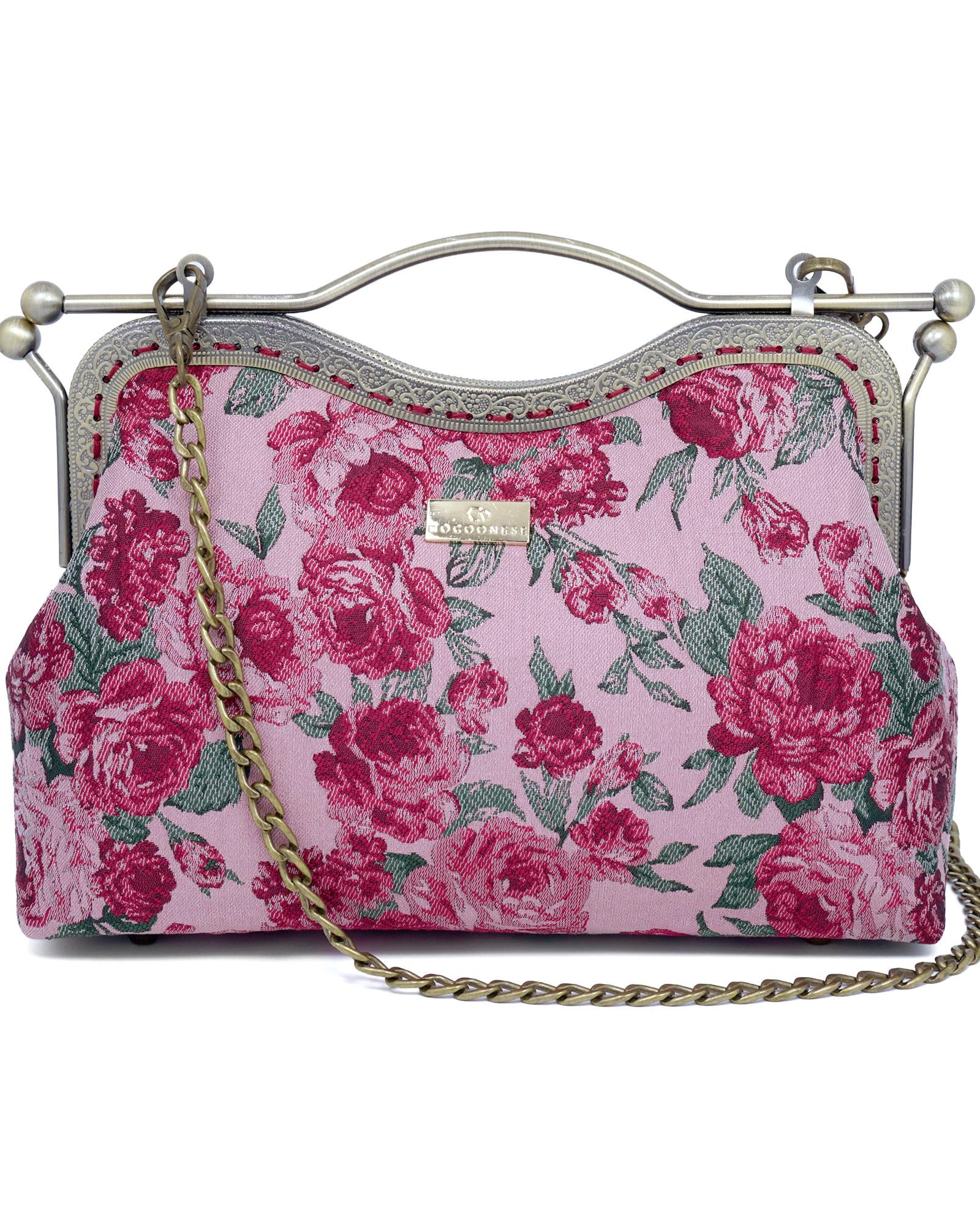 COCOONESE | Dual Lock Metal Handle Bag - Rose of Versailles