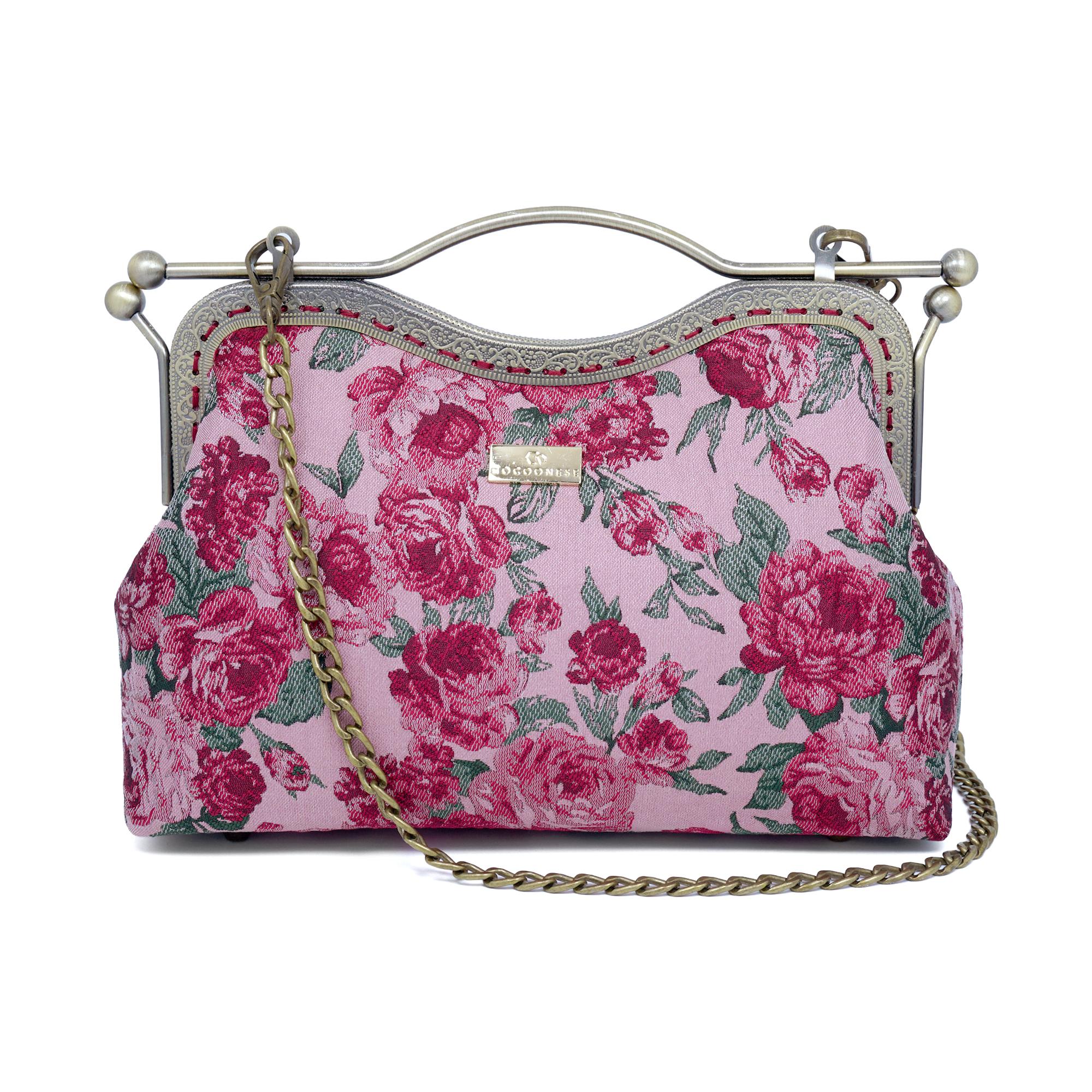 COCOONESE | Dual Lock Metal Handle Bag - Rose of Versailles
