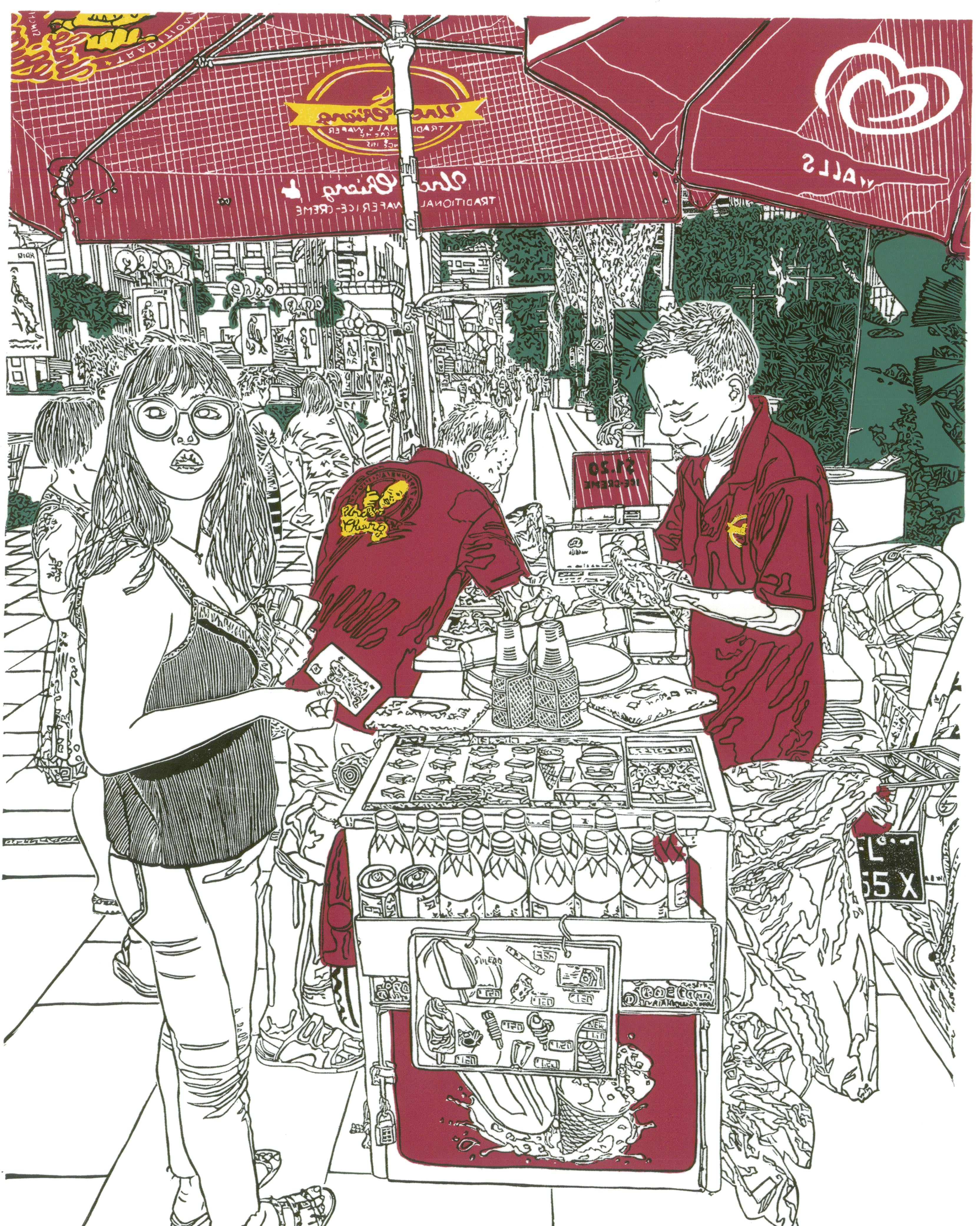 TATSU MAKER WORKS | Uncle Chieng Traditional & Wafer Ice-Crème Original Linocut Print