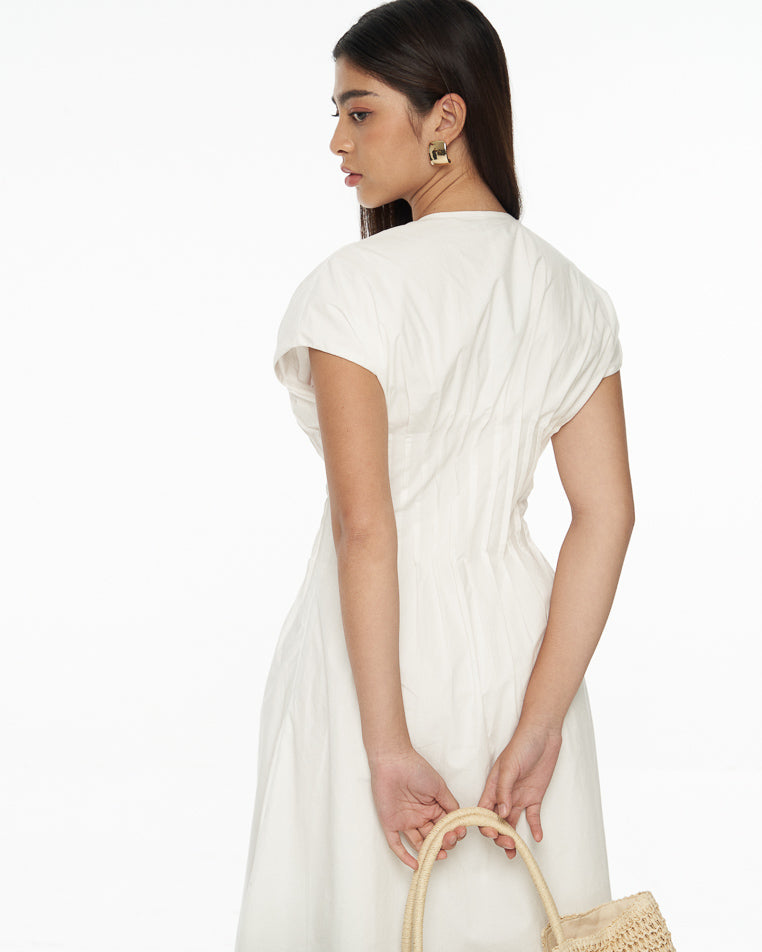 DRESSINGPAULA | Pleated Cotton Midi Dress