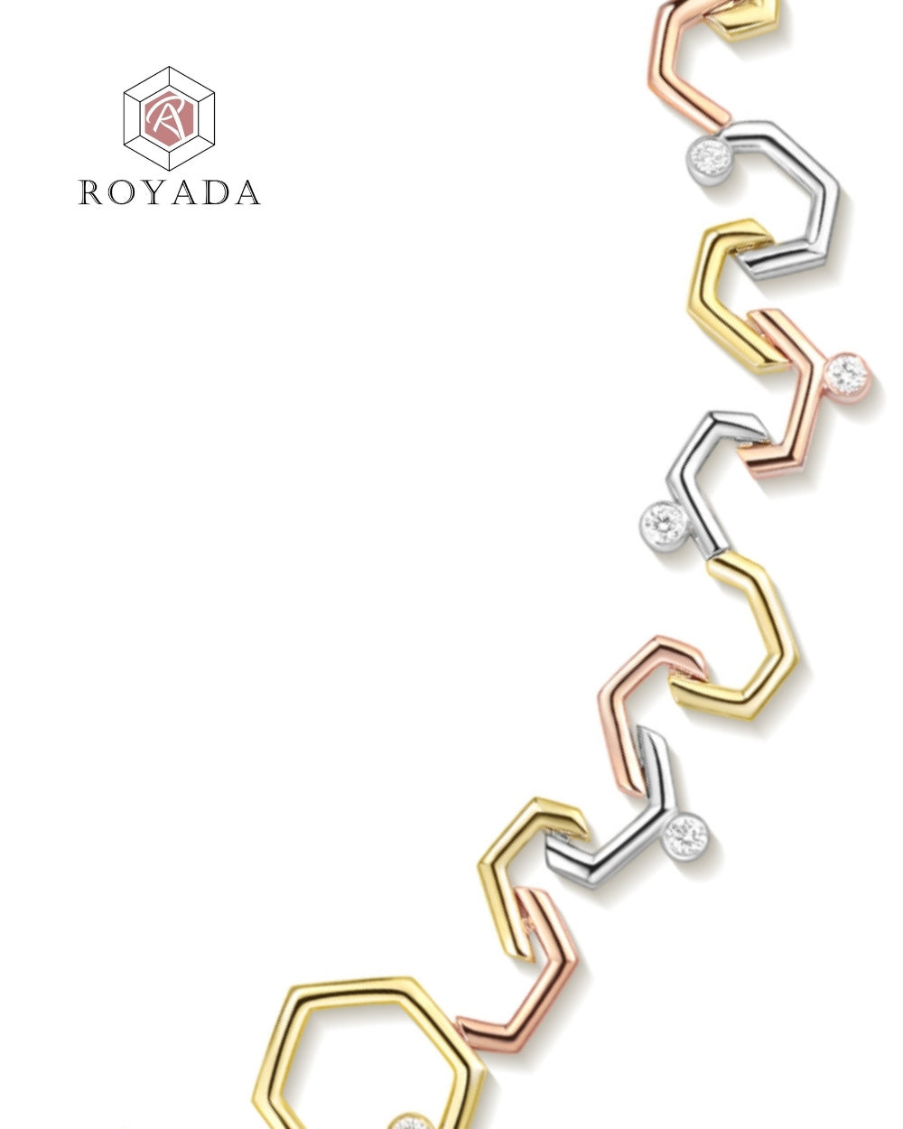 CREATIVE JEWELLERY STUDIO | 18k 3-Tone Gold & Diamond Honeycomb Collar Bone Necklace by Royada Jewelry