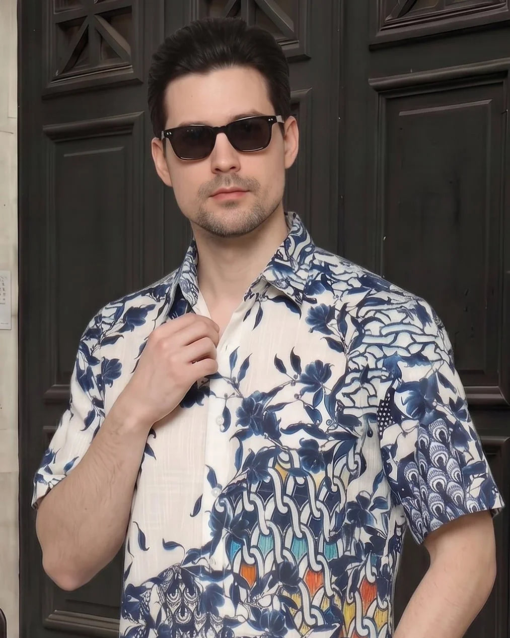 KANZI COLLECTION | Indigo Art-Print Shirt