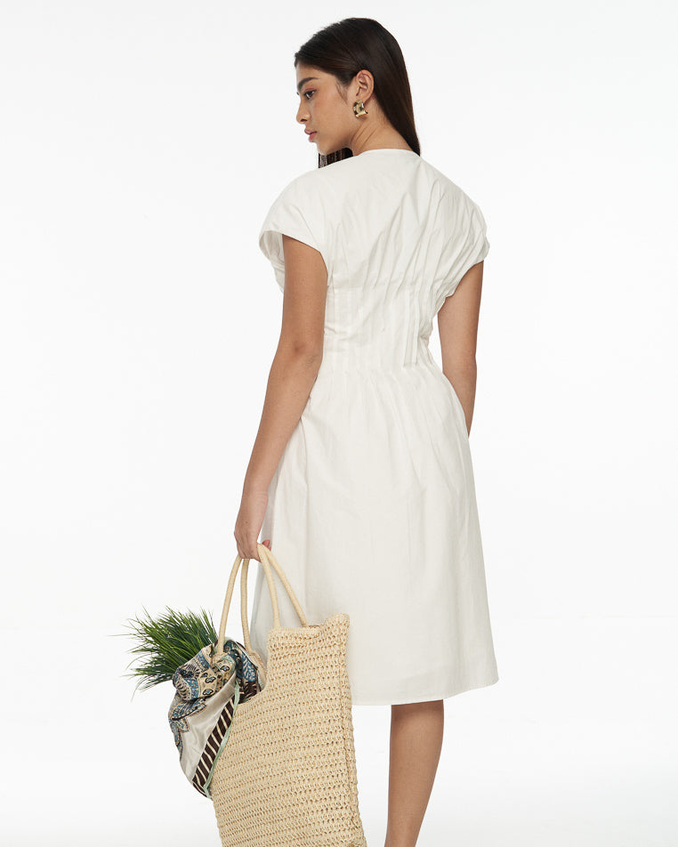 DRESSINGPAULA | Pleated Cotton Midi Dress