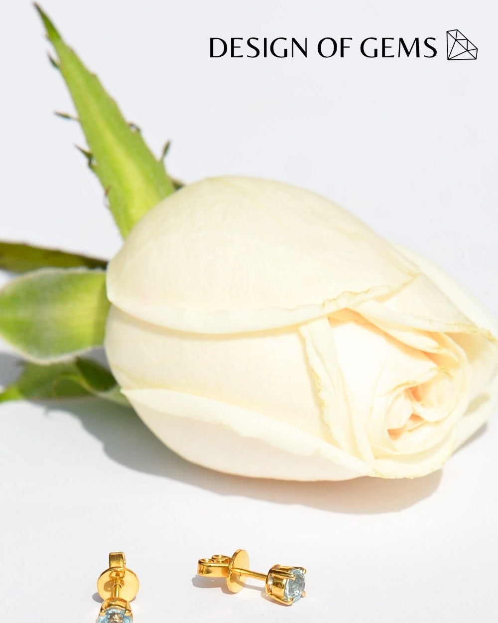 CREATIVE JEWELLERY STUDIO | Burmese Aquamarine, Yellow Gold Stud Earrings by Design of Gems