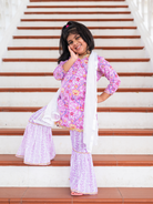 NIMBU | Devi Mauve Girls Handblock Print Kurti Sharara