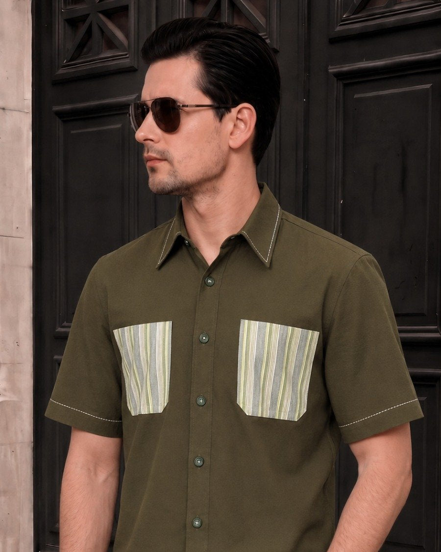 KANZI COLLECTION | Handloom Artisan Shirt - Green