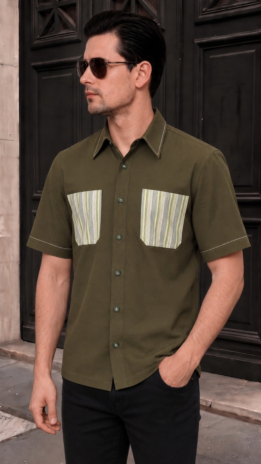 KANZI COLLECTION | Handloom Artisan Shirt - Green