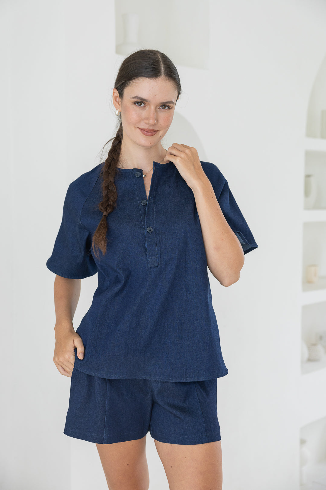 OLIVE BASICS | Joanna Reversible Boxy Denim Tee