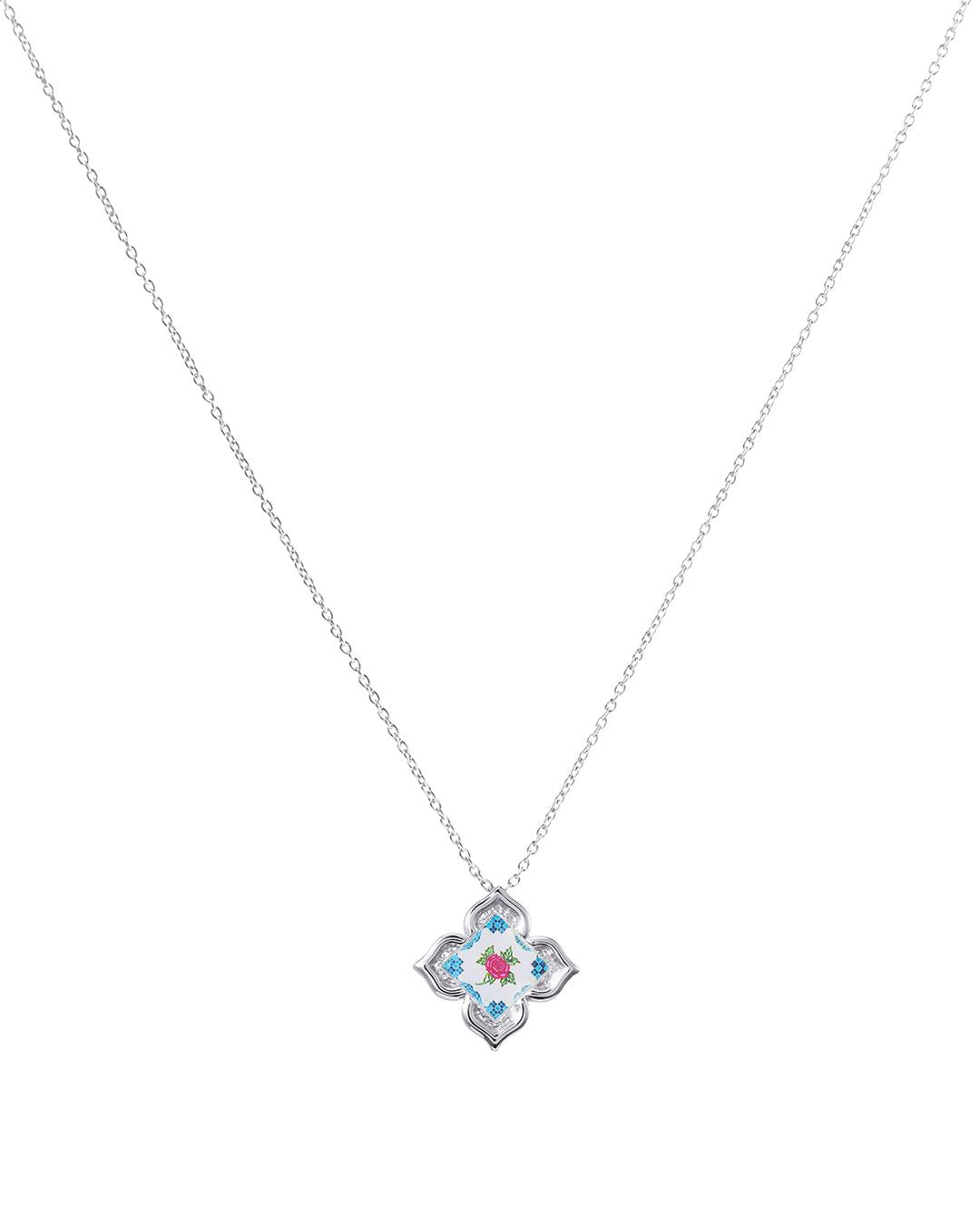 RARE BIRD COLLECTION | Peranakan Floral Pendant - Silver Flora Rose