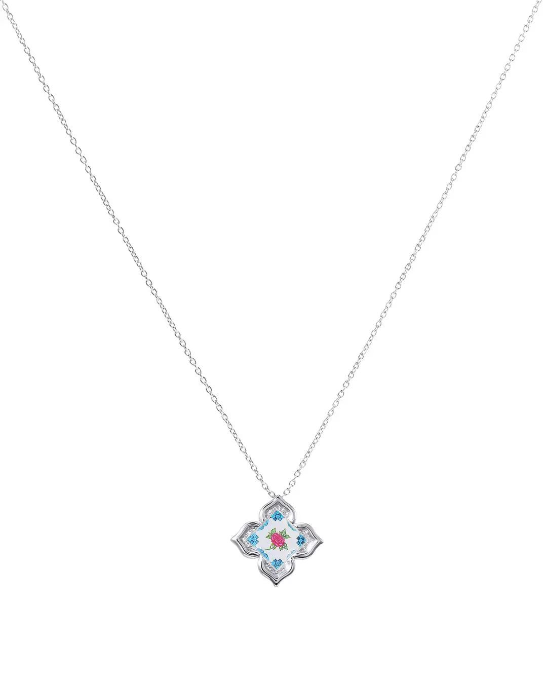 RARE BIRD COLLECTION | Peranakan Floral Pendant - Silver Flora Rose