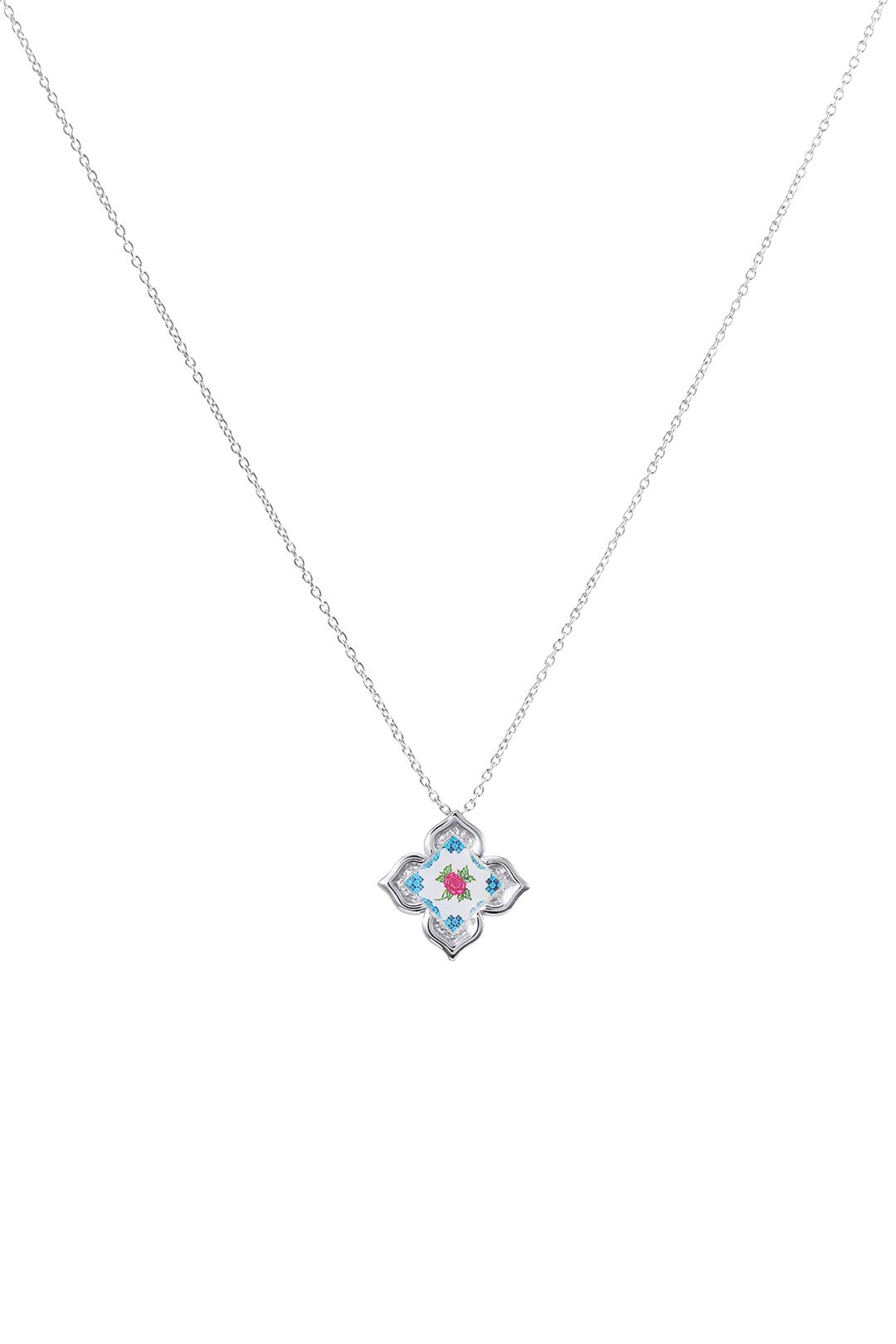 RARE BIRD COLLECTION | Peranakan Floral Pendant - Silver Flora Rose
