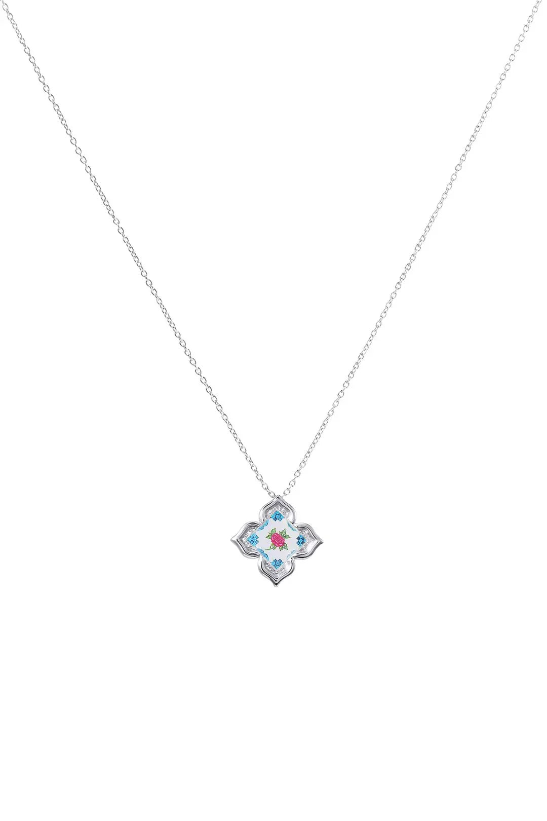 RARE BIRD COLLECTION | Peranakan Floral Pendant - Silver Flora Rose