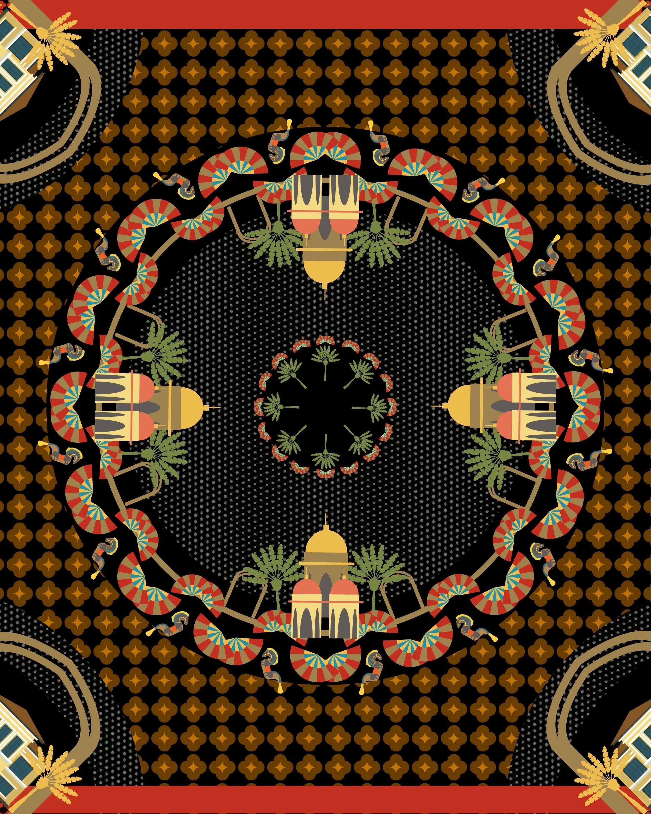 BINARY STYLE | Festive Night At Kampong Glam Silk Square Scarf 87x87cm