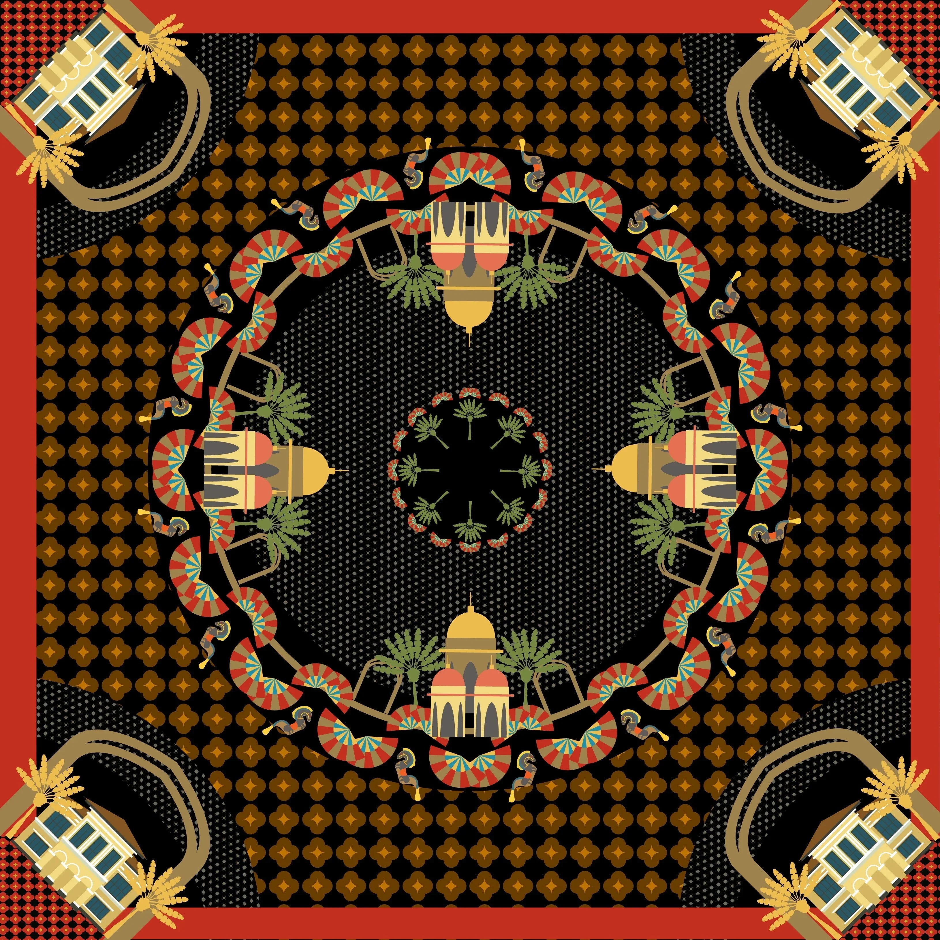 BINARY STYLE | Festive Night At Kampong Glam Silk Square Scarf 87x87cm