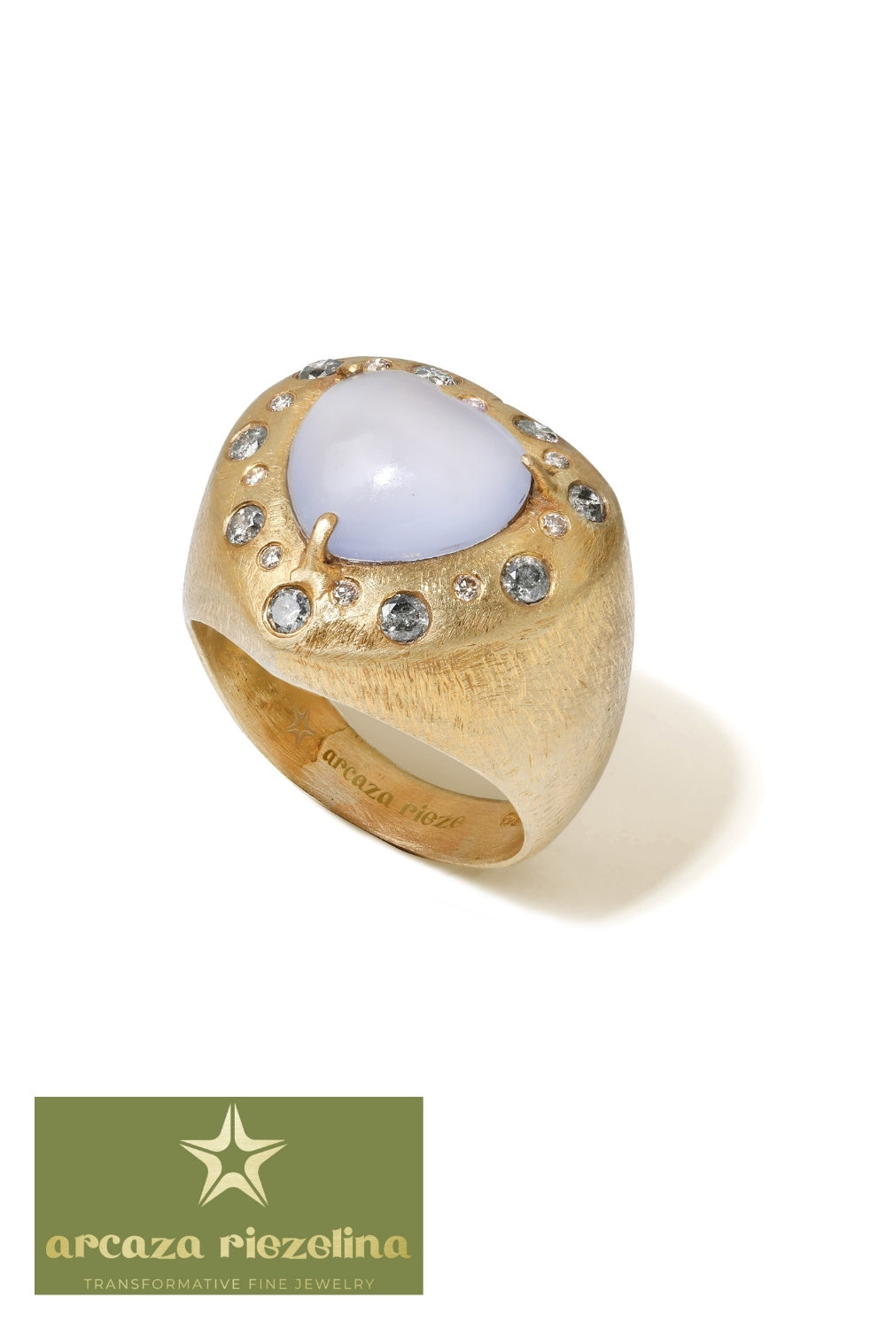 CREATIVE JEWELLERY STUDIO | 18k Gold Chacedony & Diamond "Beckoning Joy" Ring by Arcaza Riezelina
