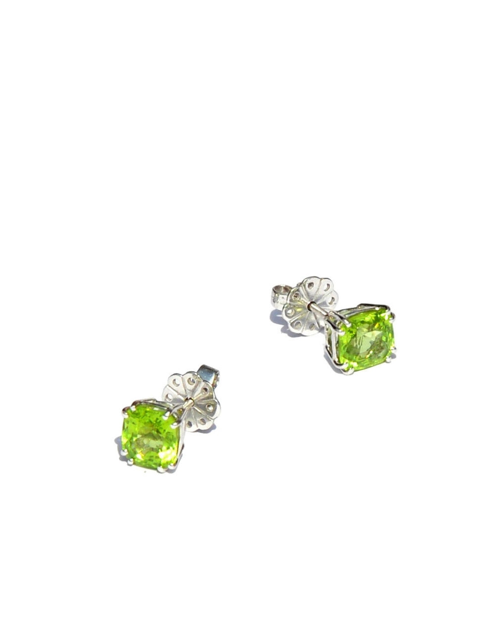 CREATIVE JEWELLERY STUDIO | Burmese Peridot, White Gold Stud Earrings by Design of Gems