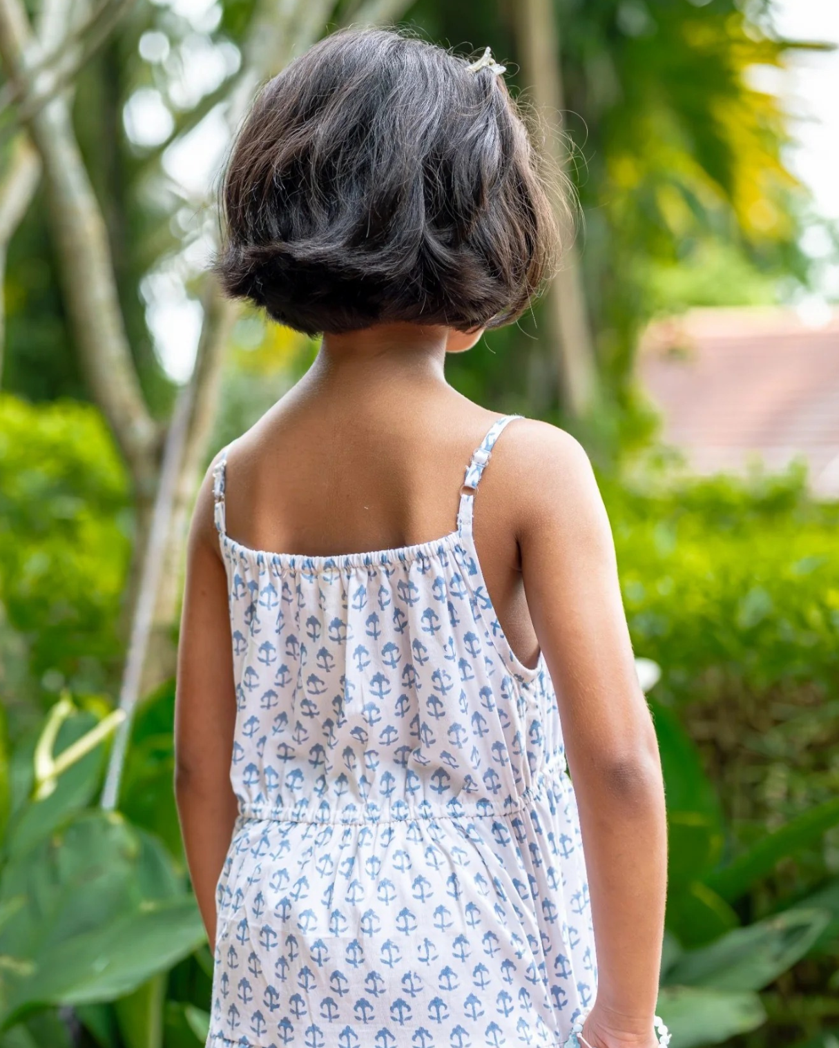 NIMBU | Sasha White Anchor Girls Long Dress in Cotton