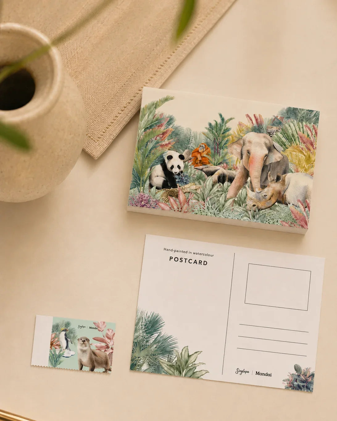 MANDAI WILDLIFE GROUP | MANDAI x SINGLAPA | Living Tapestry Postcard + Stamp Set