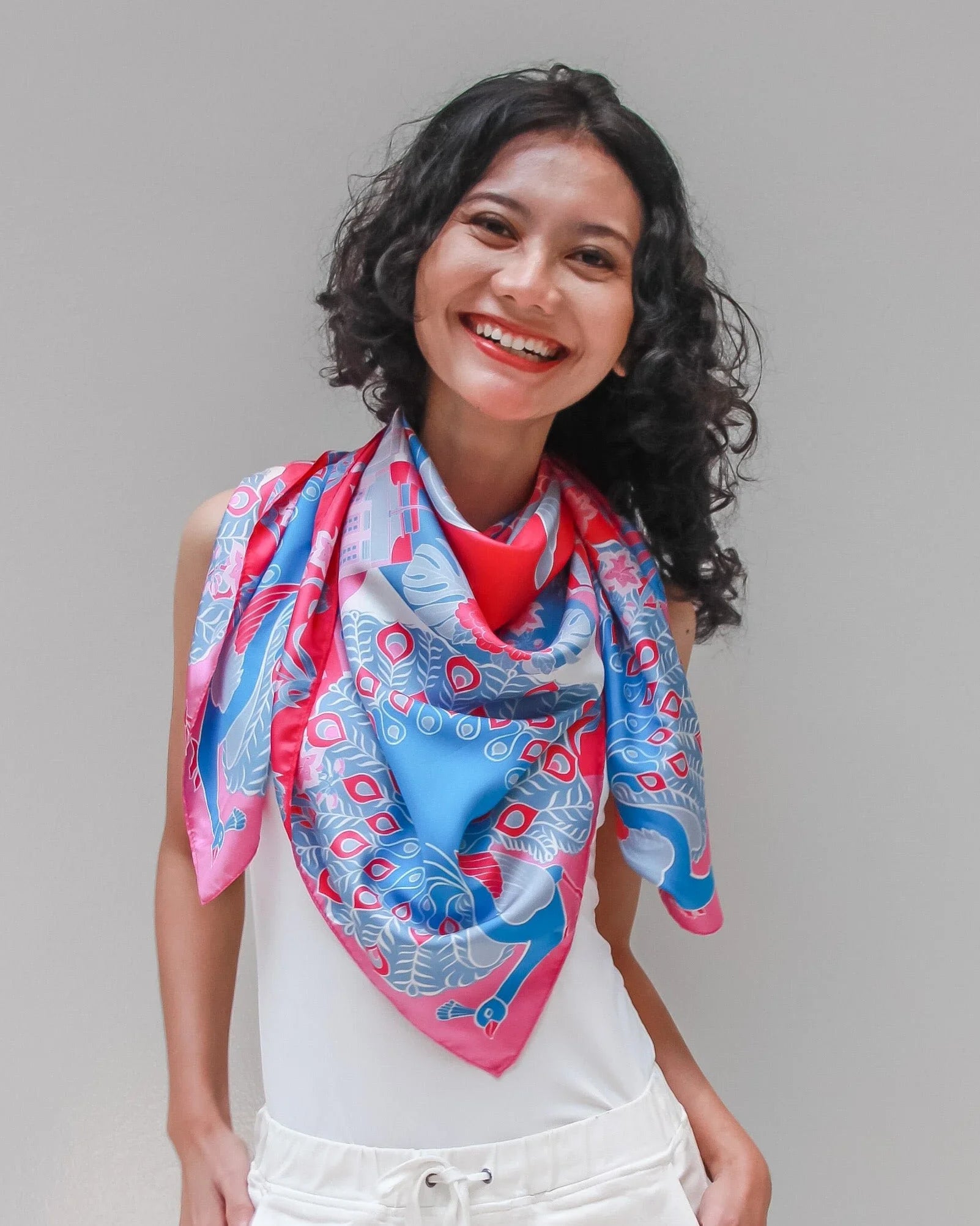 BINARY STYLE | Peranakan Epiphanies in Lilac 100% Premium Silk Scarf