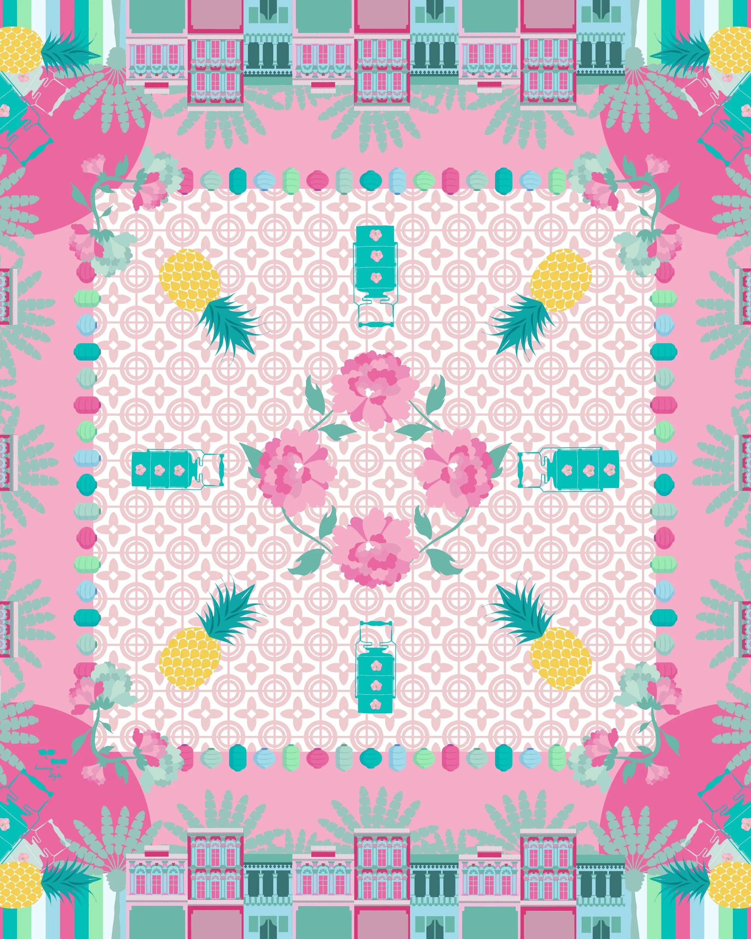 BINARY STYLE | Peranakan Manis 115x115cm Square Scarf