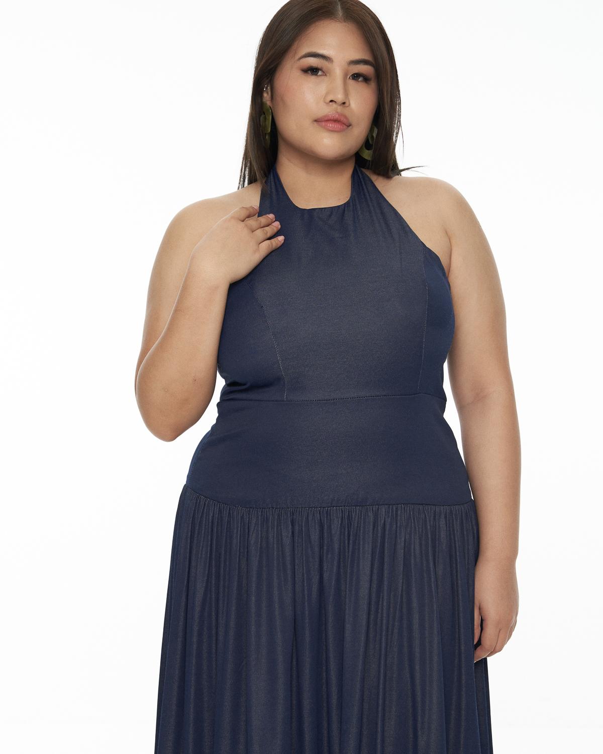 DRESSINGPAULA | Chambray Halter Maxi Dress