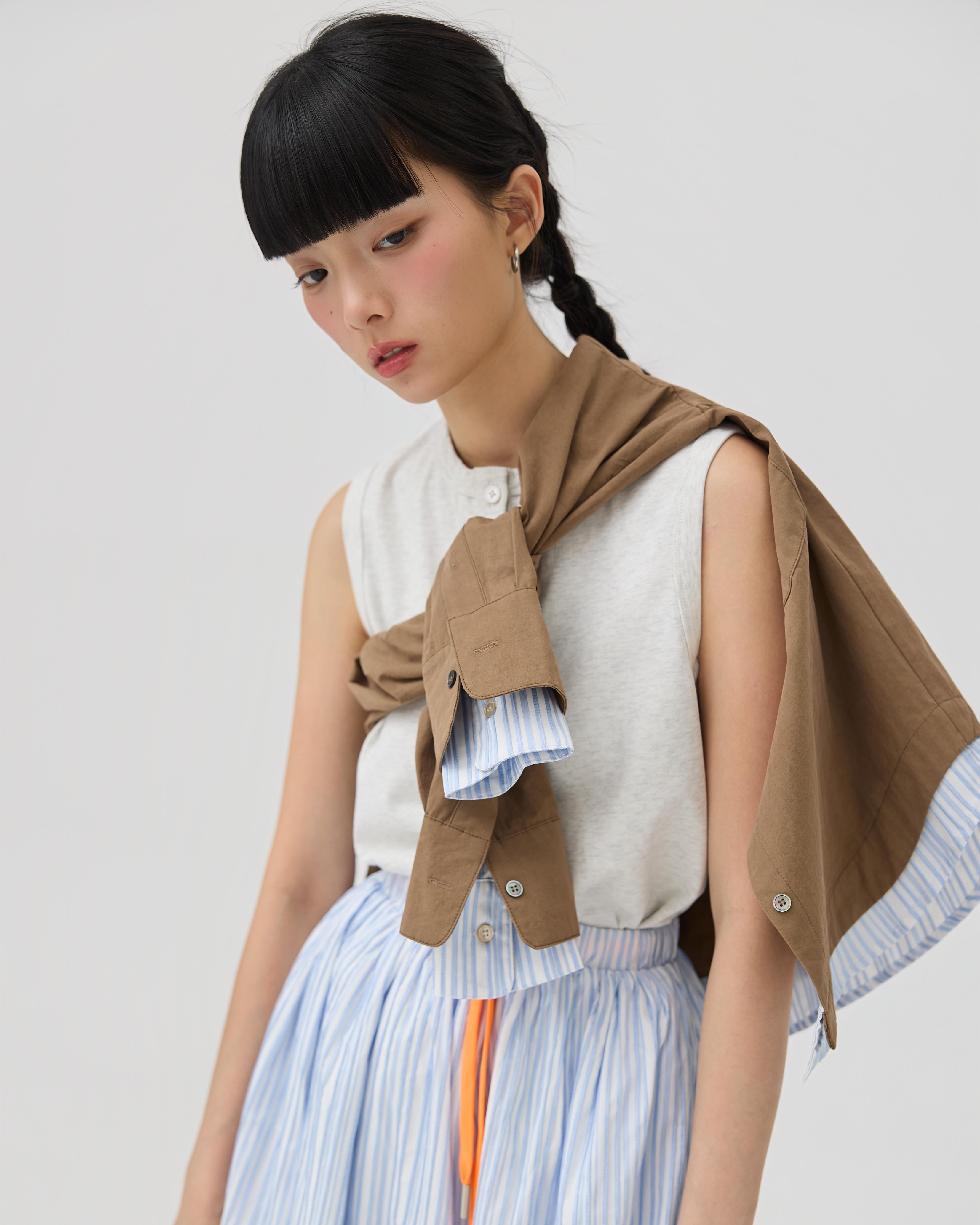 3EIGHTH | Musubi Henley Tank In Grey Marl