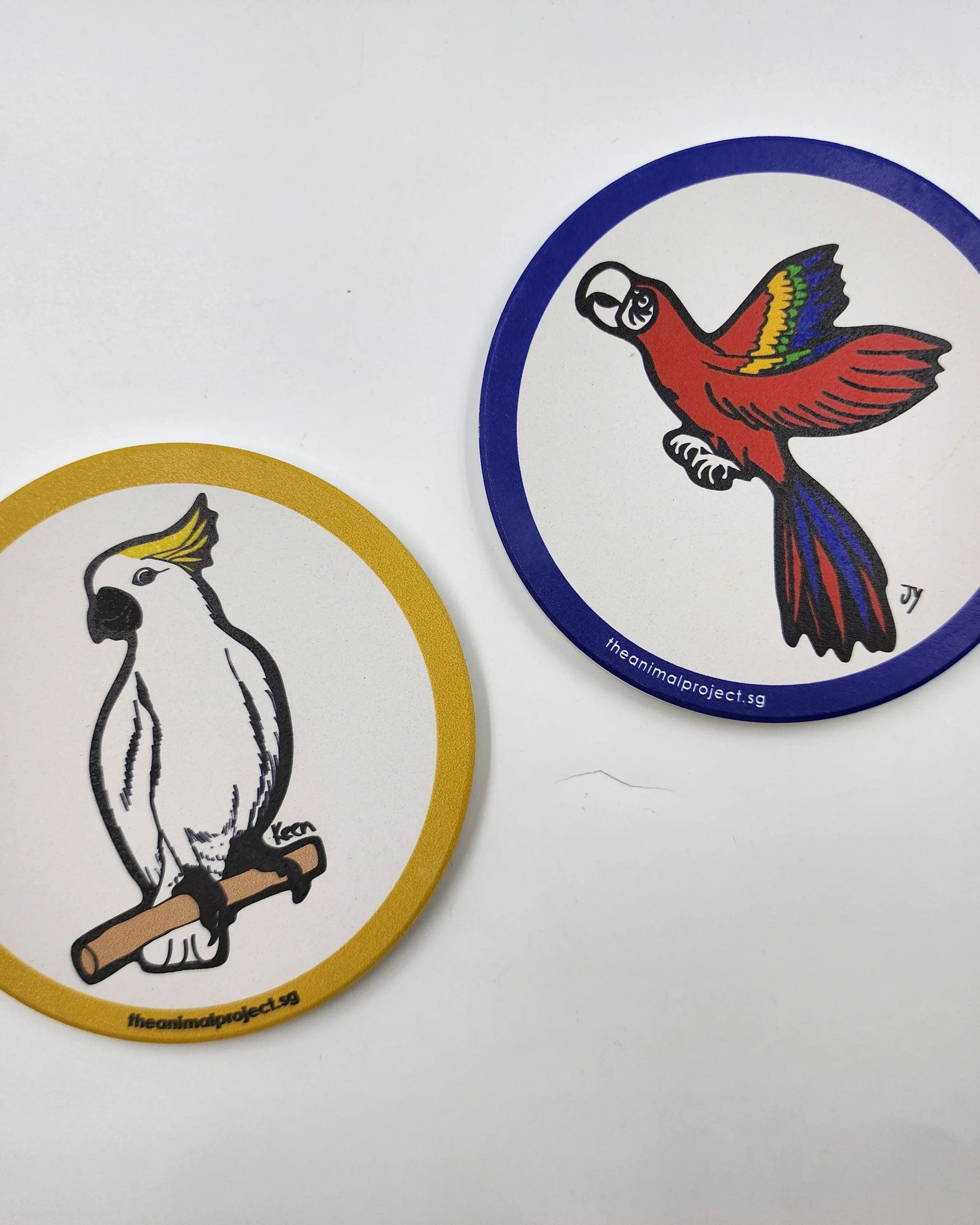 THE ANIMAL PROJECT | Ceramic Coaster (Set of 2) Macaw & Cockatoo