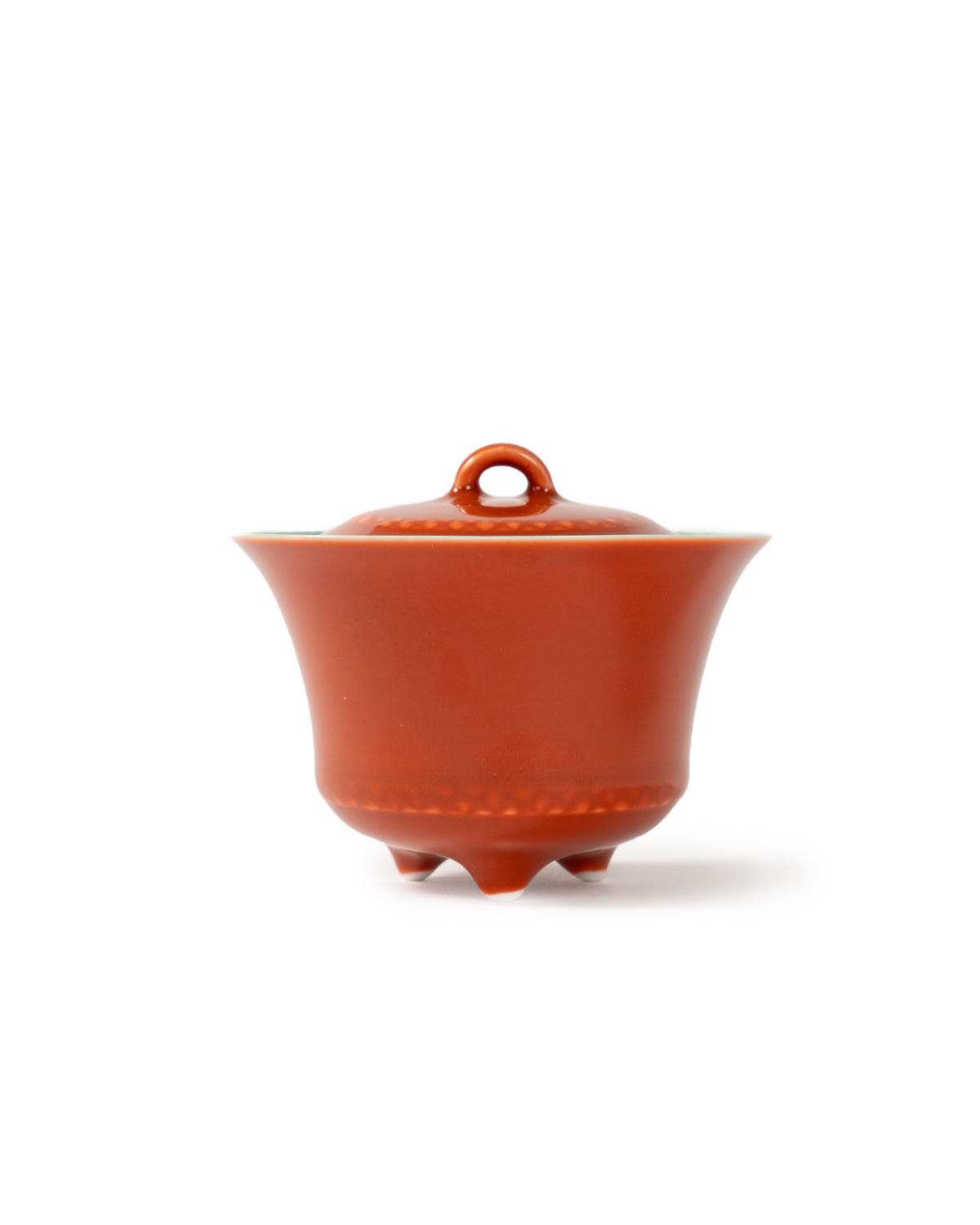 CRAFILAB | Brick Red & Turquoise Three&Legged Lidded Bowl
