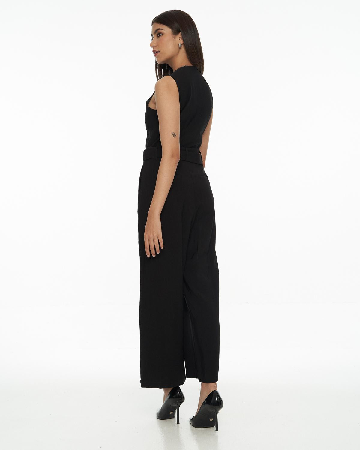 DRESSINGPAULA | V-Neck Belted Jumpsuit