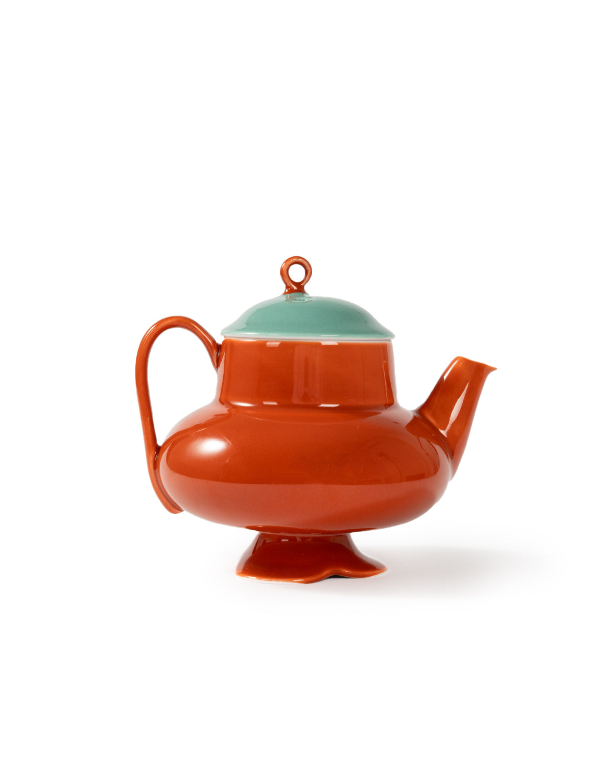 CRAFILAB | Brick Red & Turquoise Round Teapot