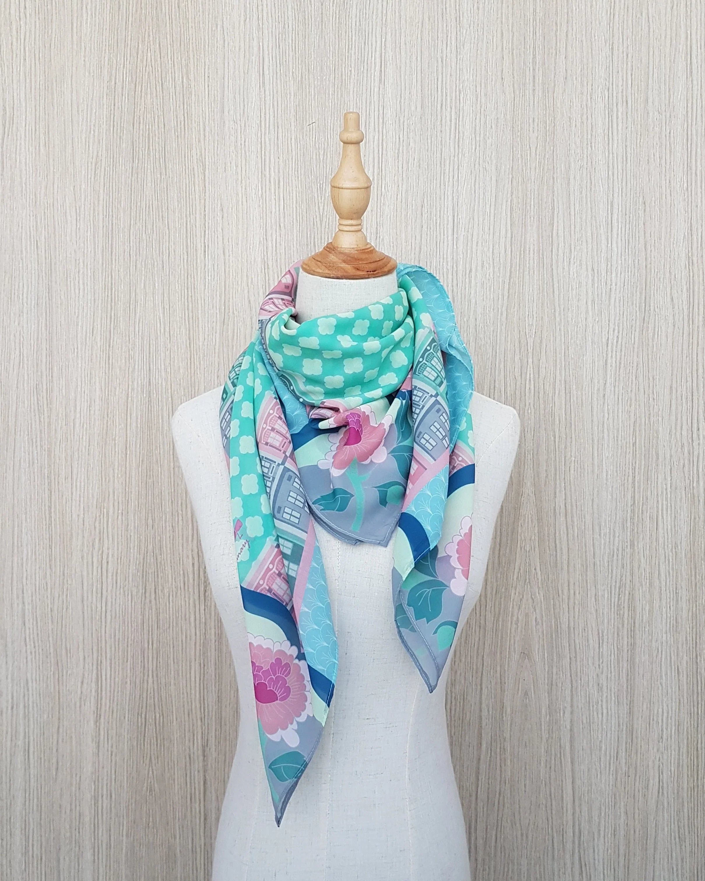 BINARY STYLE | Peranakan Opulence Silk Square Scarf 87x87cm