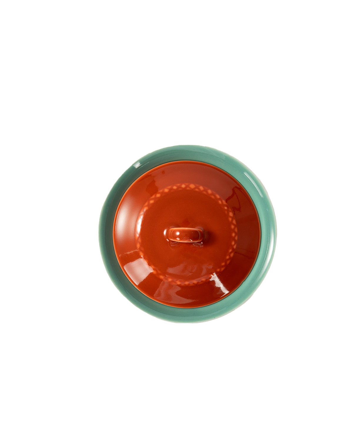 CRAFILAB | Brick Red & Turquoise Three&Legged Lidded Bowl