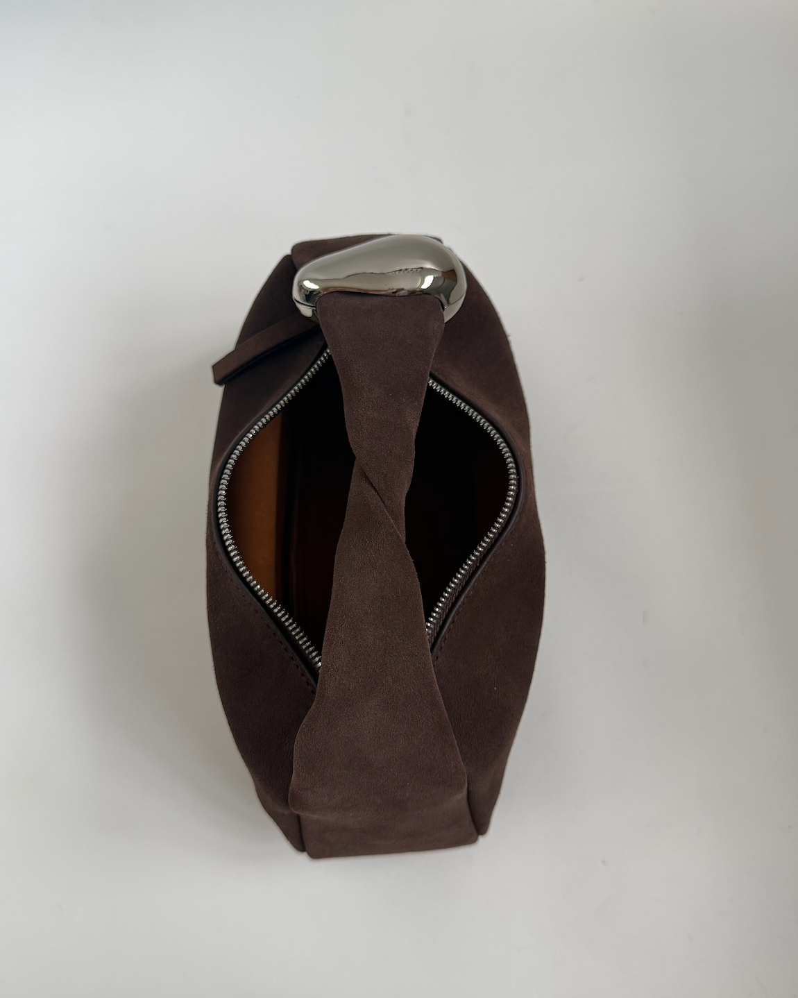 WU HAUS | Orbit Lightweight Suede Coffee Sculptural Bag