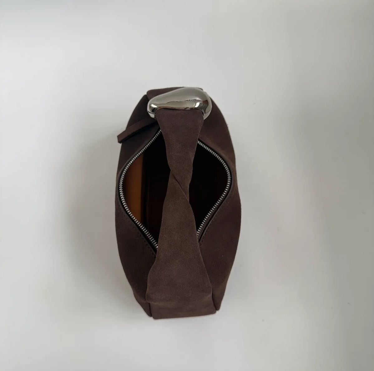 WU HAUS | Orbit Lightweight Suede Coffee Sculptural Bag