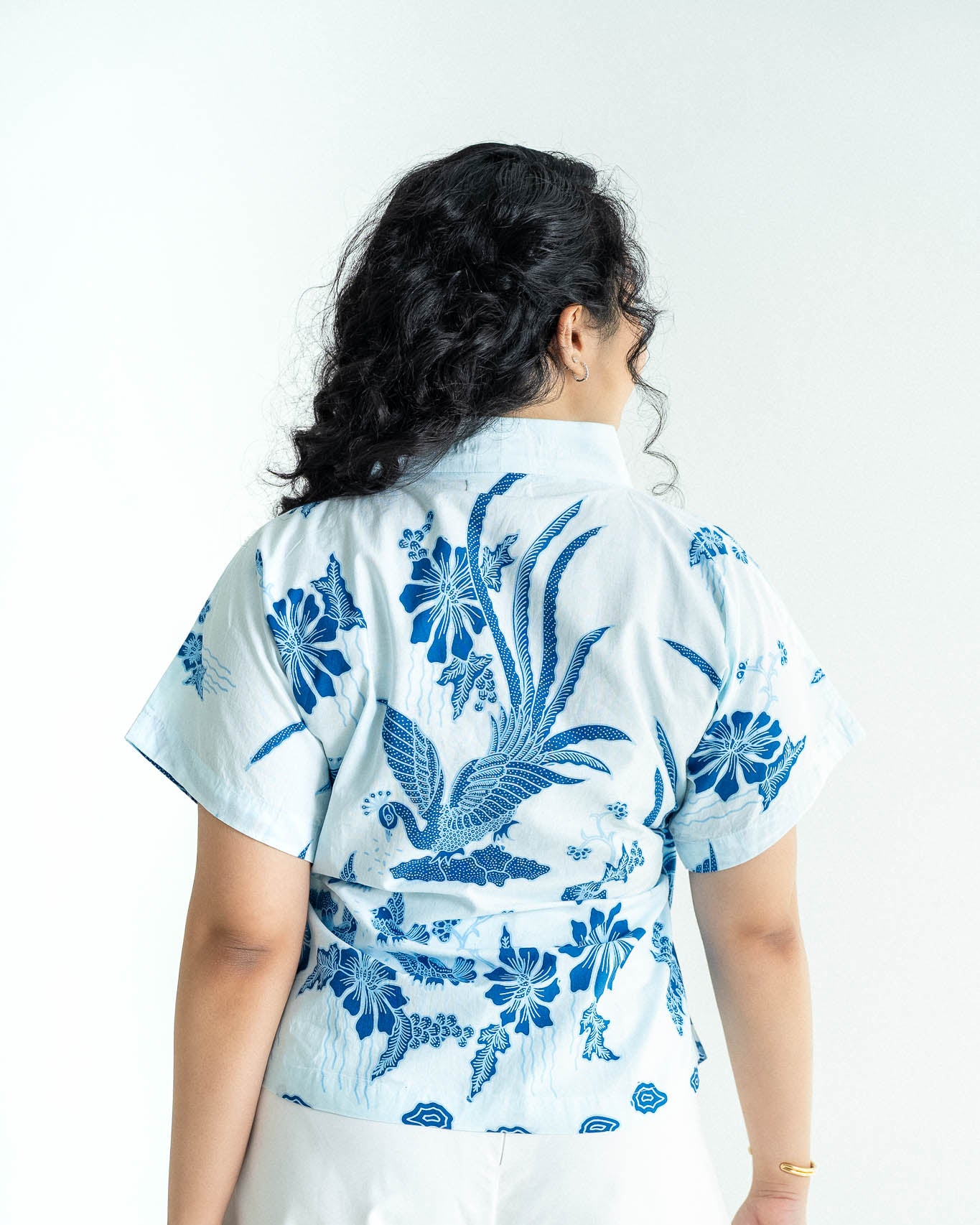 STUDIO GYPSIED | Batik Wrap Blouse In Merak Porcelain
