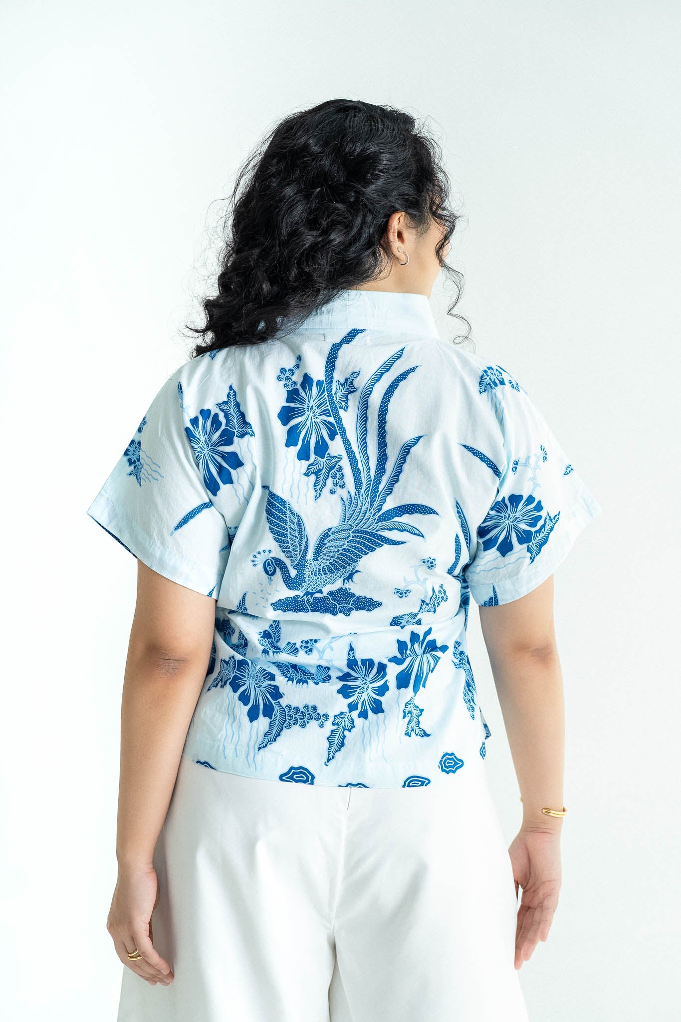 STUDIO GYPSIED | Batik Wrap Blouse In Merak Porcelain