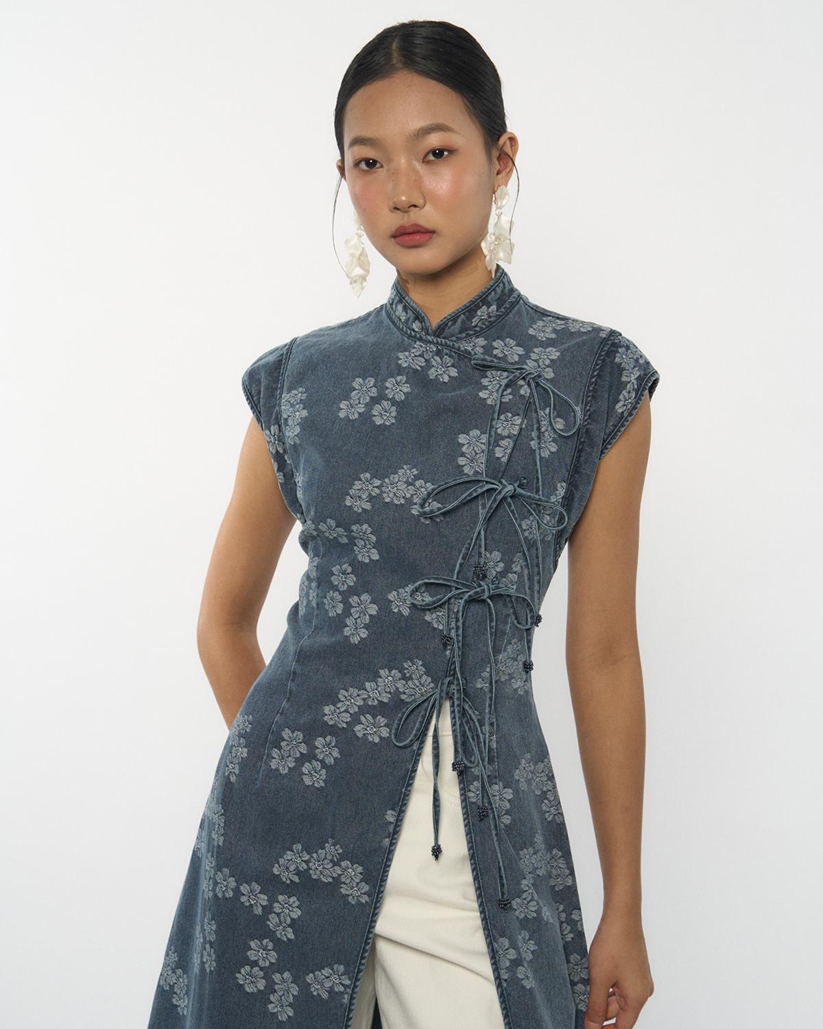DRESSING PAULA | Denim Cheongsam Top