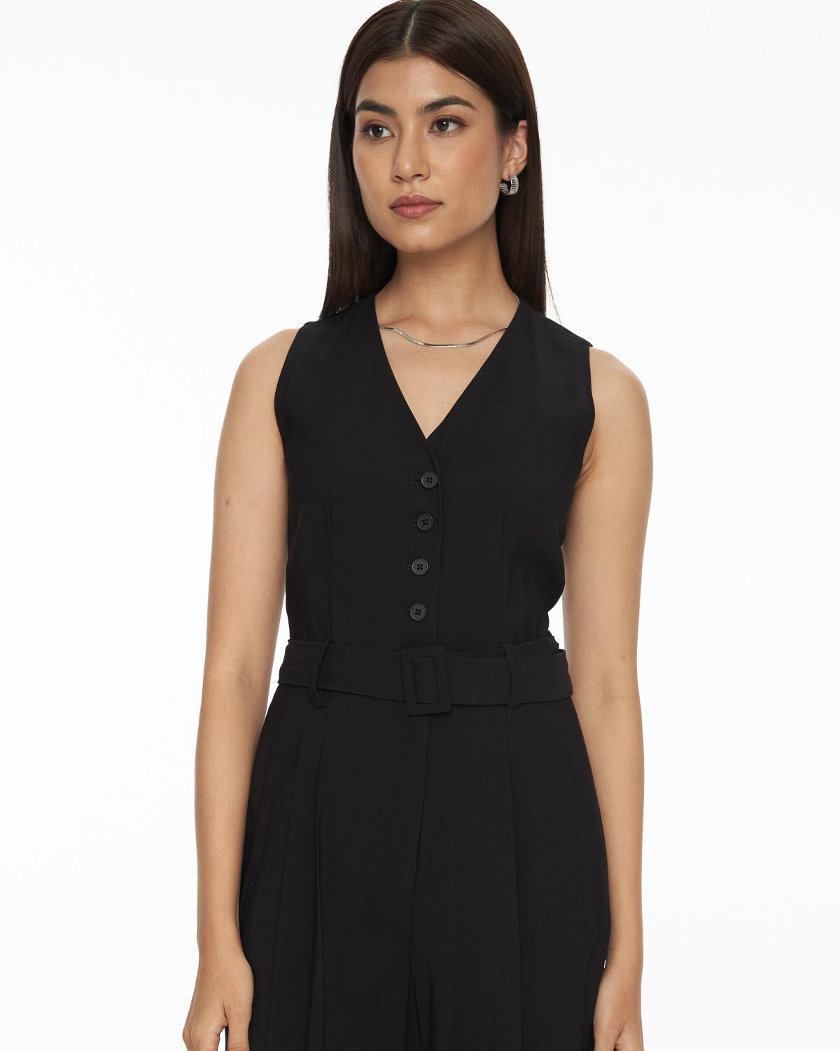 DRESSINGPAULA | V-Neck Belted Jumpsuit