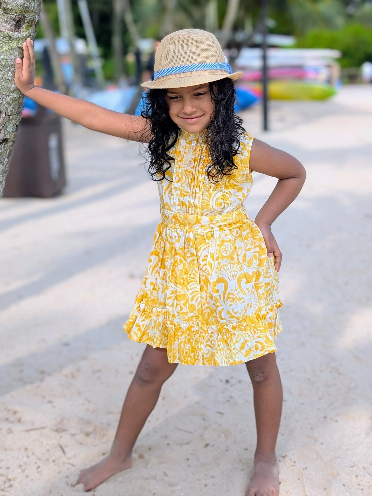 NIMBU | Kyra Girls Pintuck Dress in Nimbu Yellow