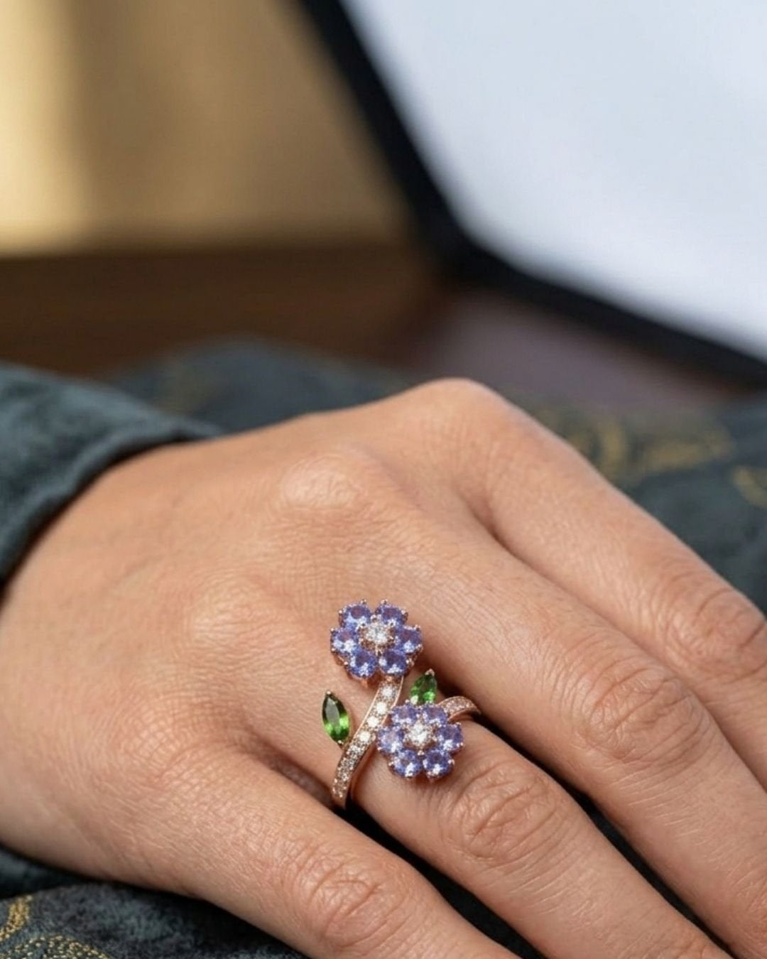 CREATIVE JEWELLERY STUDIO | Tanzanite, White Topaz & Chome Diaopside Ring by Blissadora