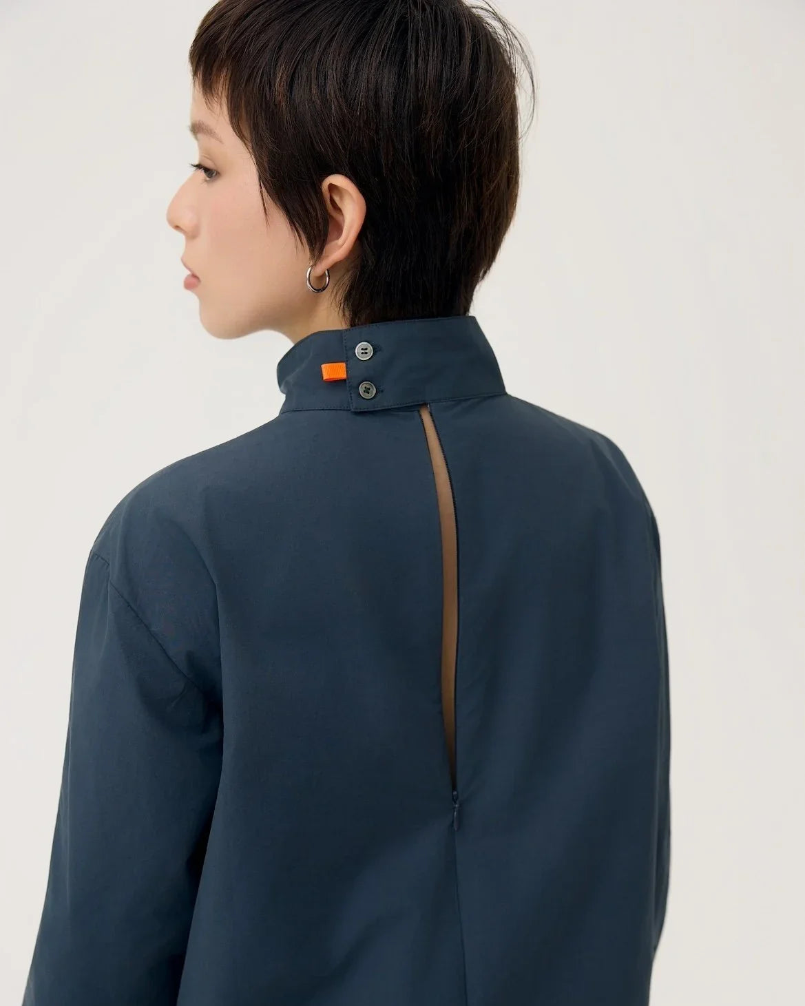 3EIGHTH | Oki Scarf Collar Top in Navy