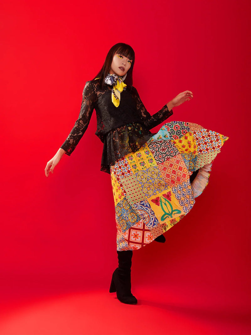 PHOTO PHACTORY | Peranakan Pleated Midi Skirt | Tuscany